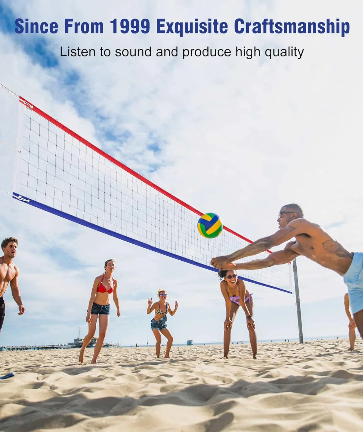 𝙉𝙀𝙒 Professional Volleyball Net Heavy Duty, 46 FT Aircraft Steel Cable, Upgraded Weather Resistant, Portable for Outdoor & Indoor, Pool, Trees, Backyard, Yard, Beach, Park, 32x3FT(Net Only)