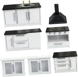 1 Set Mini Furniture Kitchenette for Doll House and Elegant Miniature House Accessories Realistic Kitchen Decor for Styling