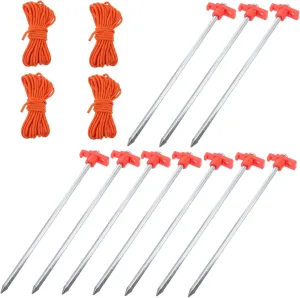 1 Set Tent Pegs Bar Camp Lights Hat Straps for Wind Deck Tie Down Anchor Mess Chaise Instant Tent Gear Tent Poles Stake Tent Tarp Inflatable Deck Anchor Pegs Plant Mat Orange Steel