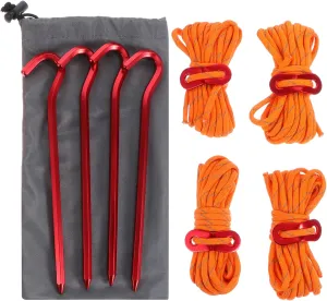 1 Set Tent Stake Durable Ground Nails with Reflective Camping Rope Storage Bag Essential Tent Fixing Tools for Outdoor Use and Safety