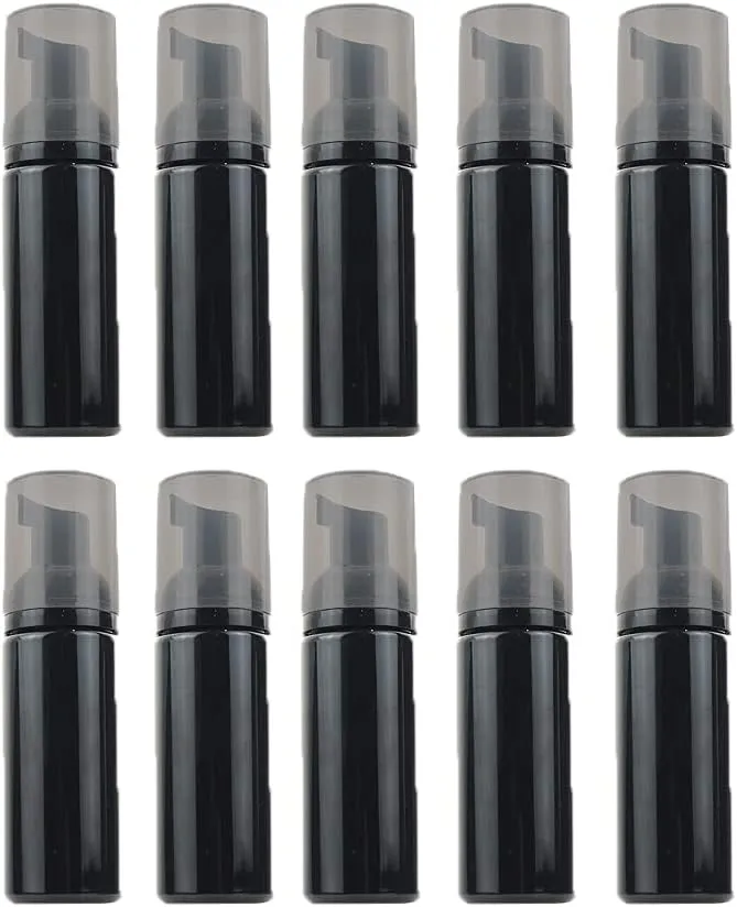 10 Pcs 50ml Foam Pump Bottle Foaming Dispenser Bottle Empty Plastic Refillable Foaming Soap Dispenser Pump for Cleaning Travel Shampoo Cosmetics (Black)