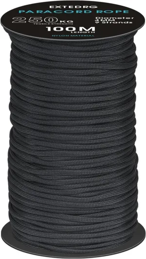 100 Meters Paracord Rope 4mm Outdoor Camping Binding Rope (Black)