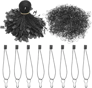 1000Pcs Hang Tag Fastener and 1000Pcs Safety Pins Black Hanging Tag Nylon String Snap Lock Metal Ground Pins for Clothing Tags and Labels (Black/BZ-GS)