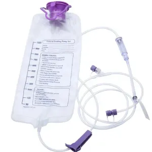 1200ML Enteral Delivery Gravity Feeding Bag Set, Disposable Enteral Nutrition Bag, Large Bore - Health Care Aids