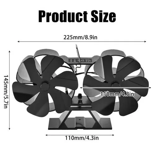 12Blade Fan Heat Self-Powered Wood Stove Top Burner Fireplace Silent Eco Heater V201-FCA0212BL8AU