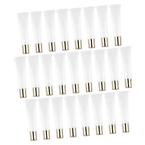 15ml Empty Lip Gloss Tubes 25pcs Plastic Lip Balms Tube Gold Cap for Travel Diy Projects