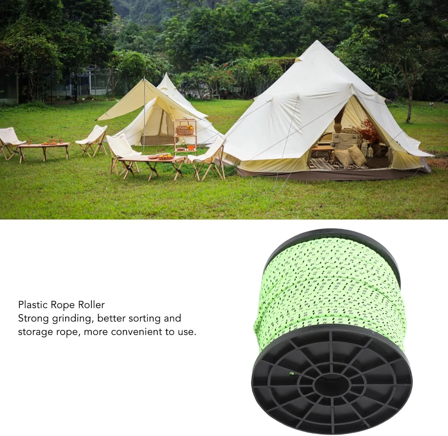 164ft Reflective Paracord Roller, Camping Rope with Polyester for Camping, Backpacking, and Outdoor Adventures (Green)