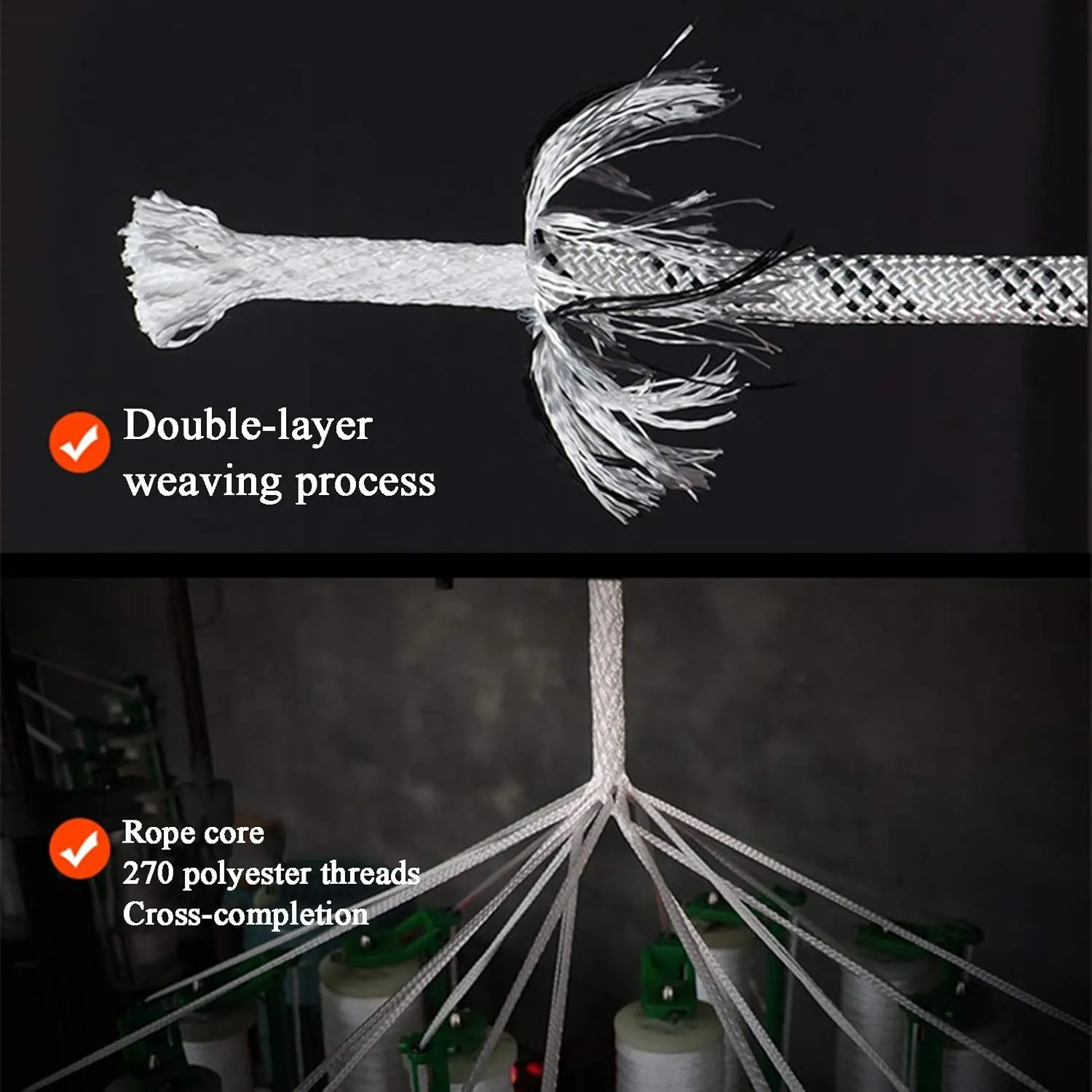 16mm Outdoor Nylon Rope, High-Altitude Operation Auxiliary Binding Rope, Double-Layer Braiding Process, High Wear Resistance, Breaking Tension 5000KG(Size:30M)