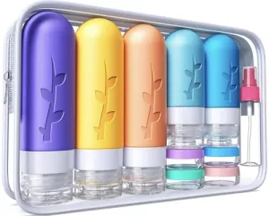 19pack Travel Bottles for Toiletries, TSA Approved Silicone Travel Size Containers for toiletries, Refillable & Leakproof Travel shampoo and conditioner bottles