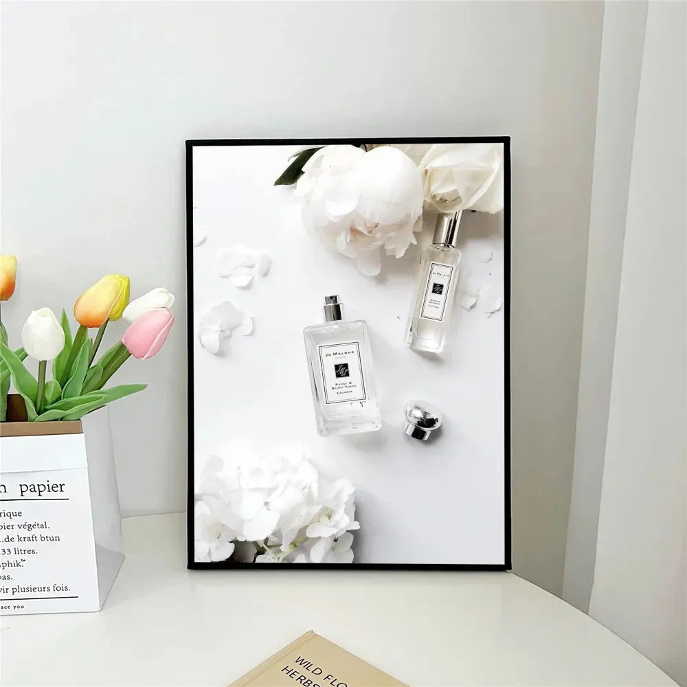 1pc Minimalist Black And White Luxury Fashion Perfume Bottle Self-adhesive Art Poster Waterproof Paper Sticker Wall Decor