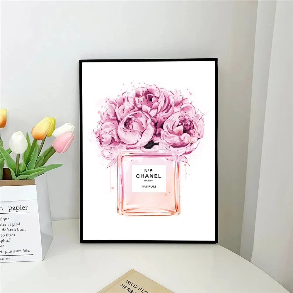 1pc Minimalist Black And White Luxury Fashion Perfume Bottle Self-adhesive Art Poster Waterproof Paper Sticker Wall Decor
