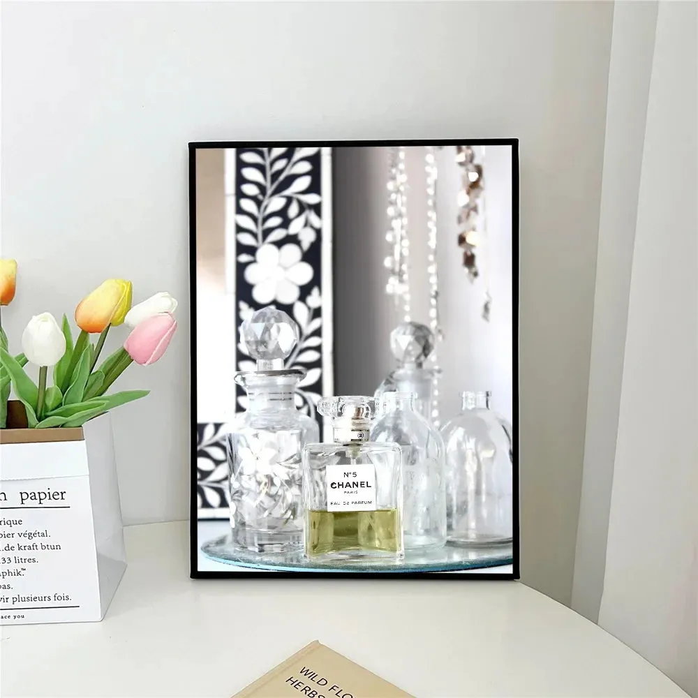 1pc Minimalist Black And White Luxury Fashion Perfume Bottle Self-adhesive Art Poster Waterproof Paper Sticker Wall Decor