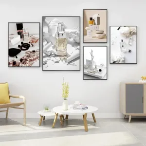 1pc Minimalist Black And White Luxury Fashion Perfume Bottle Self-adhesive Art Poster Waterproof Paper Sticker Wall Decor