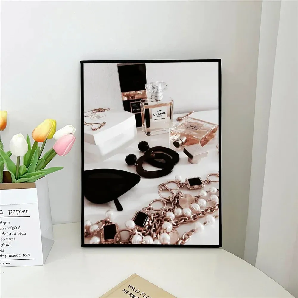 1pc Minimalist Black And White Luxury Fashion Perfume Bottle Self-adhesive Art Poster Waterproof Paper Sticker Wall Decor
