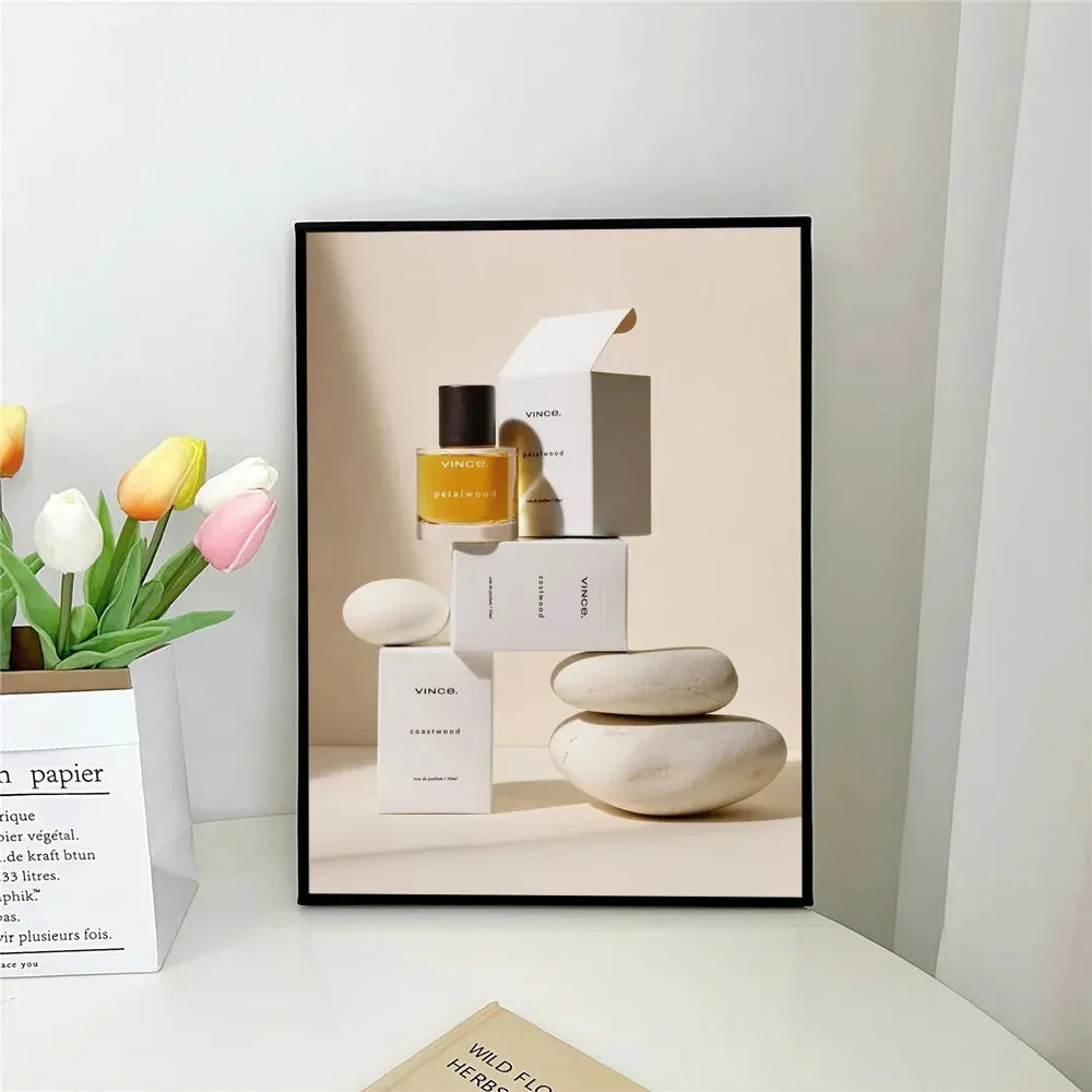 1pc Minimalist Black And White Luxury Fashion Perfume Bottle Self-adhesive Art Poster Waterproof Paper Sticker Wall Decor