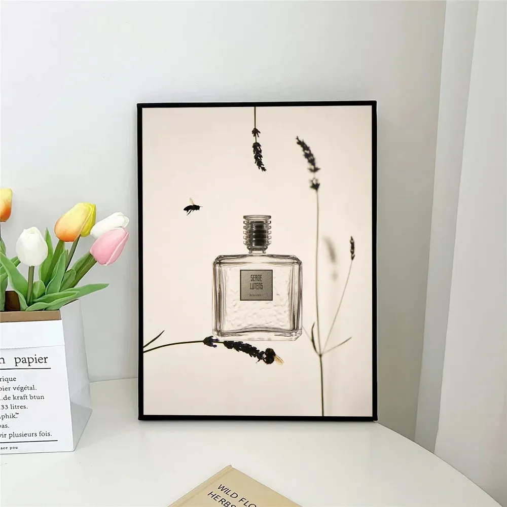 1pc Minimalist Black And White Luxury Fashion Perfume Bottle Self-adhesive Art Poster Waterproof Paper Sticker Wall Decor