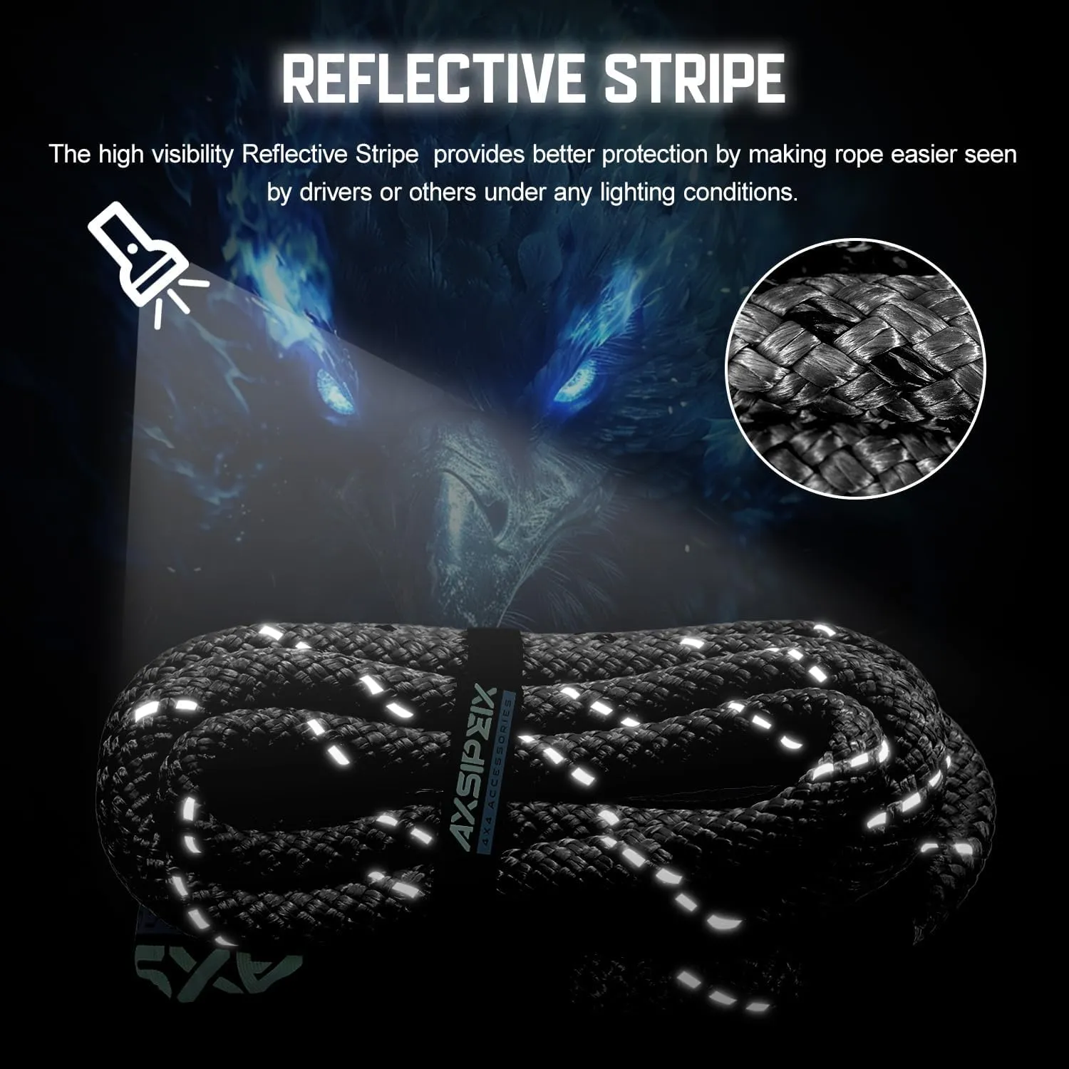 1"×30ft Kinetic Recovery Rope (48,500lbs) Heavy Duty Offroad Recovery Rope with 2 Soft Shackles 1/2" x 22" Offroad Recovery Kit for UTV, ATV, Truck, Car (Black)
