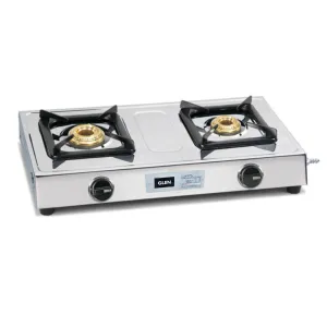 2 Burner Stainless Steel PNG Gas Stove with Brass Burner (1020 SS BB PN)