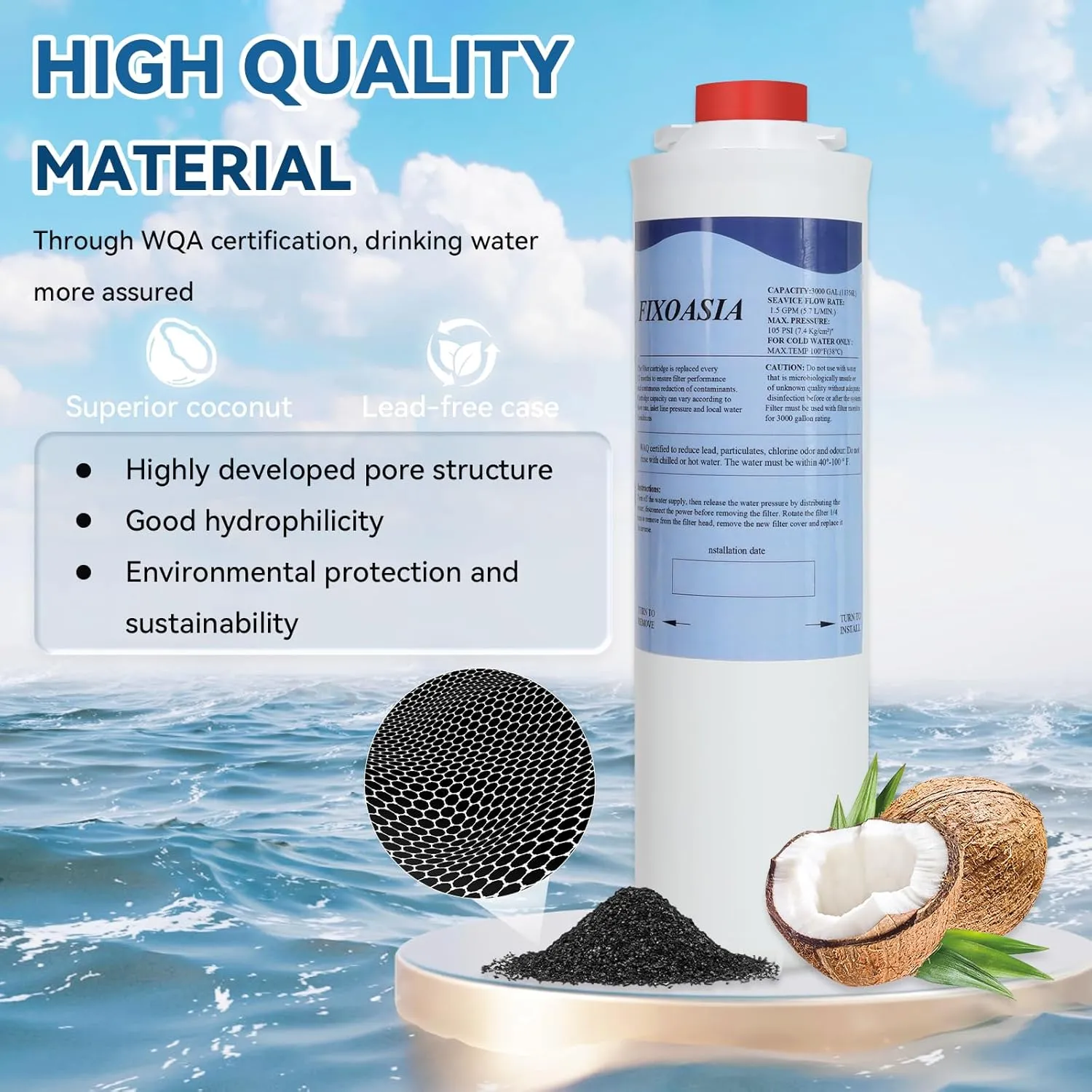 2 Pack Compatible with Elkay 513xxC Series EWF3000 WaterSentry System Filter Replacement,Compatible with Ezh20 Bottle Filling Station,Compatible with ERF750,51299C,Height 11.61",3000 Gallon,No Chip