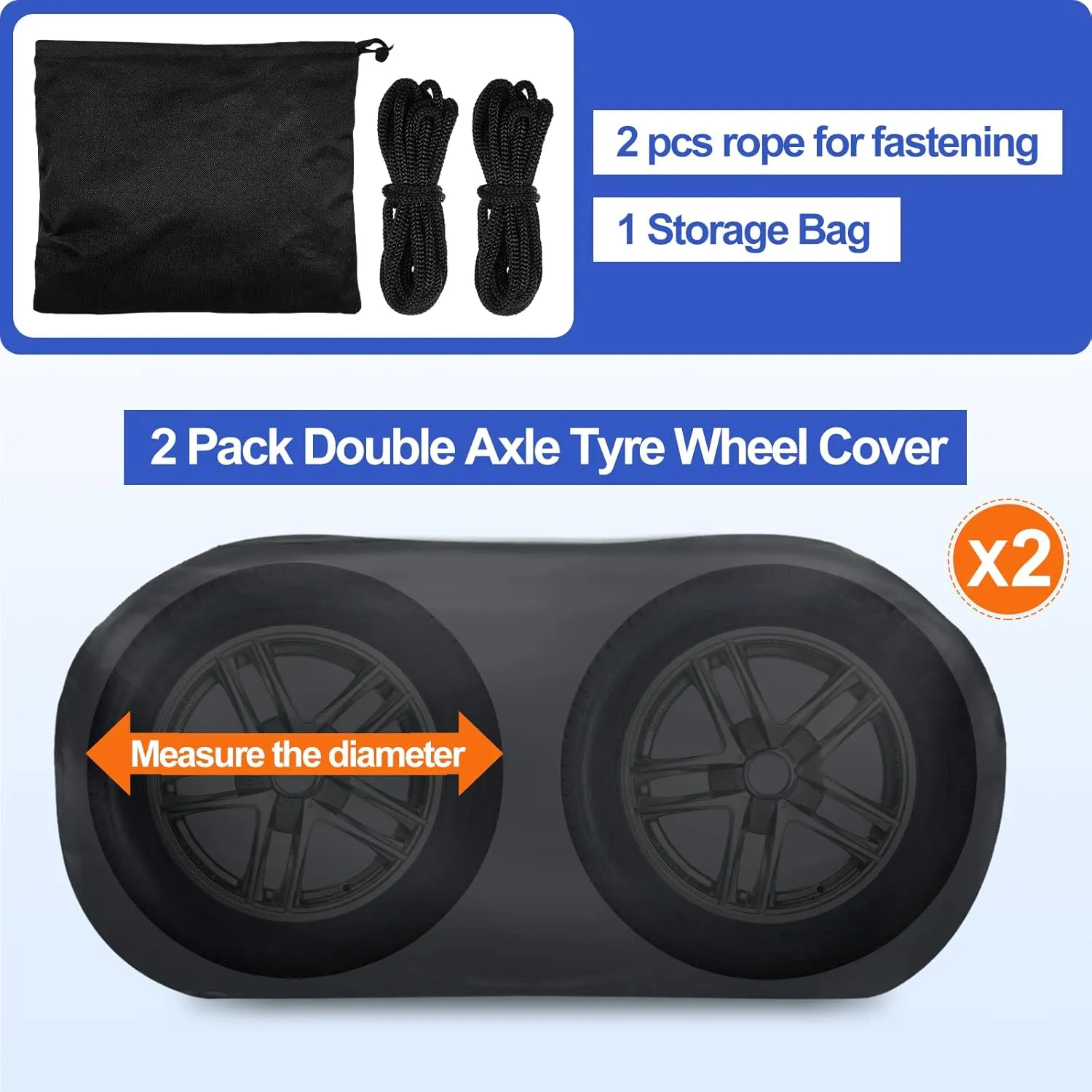 2 Pack Tire Covers RV Nylon Dual Axle Wheel Covers Double with Storage Bag for RV Truck SUV(UV Proof Coat,27-30 Inch Wheel Diameter)