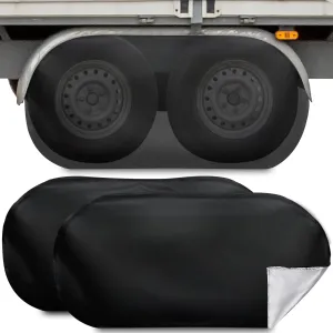 2 Pack Tire Covers RV Nylon Dual Axle Wheel Covers Double with Storage Bag for RV Truck SUV(UV Proof Coat,27-30 Inch Wheel Diameter)