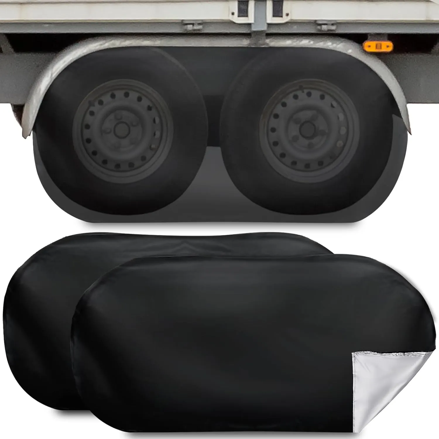 2 Pack Tire Covers RV Nylon Dual Axle Wheel Covers Double with Storage Bag for RV Truck SUV(UV Proof Coat,27-30 Inch Wheel Diameter)