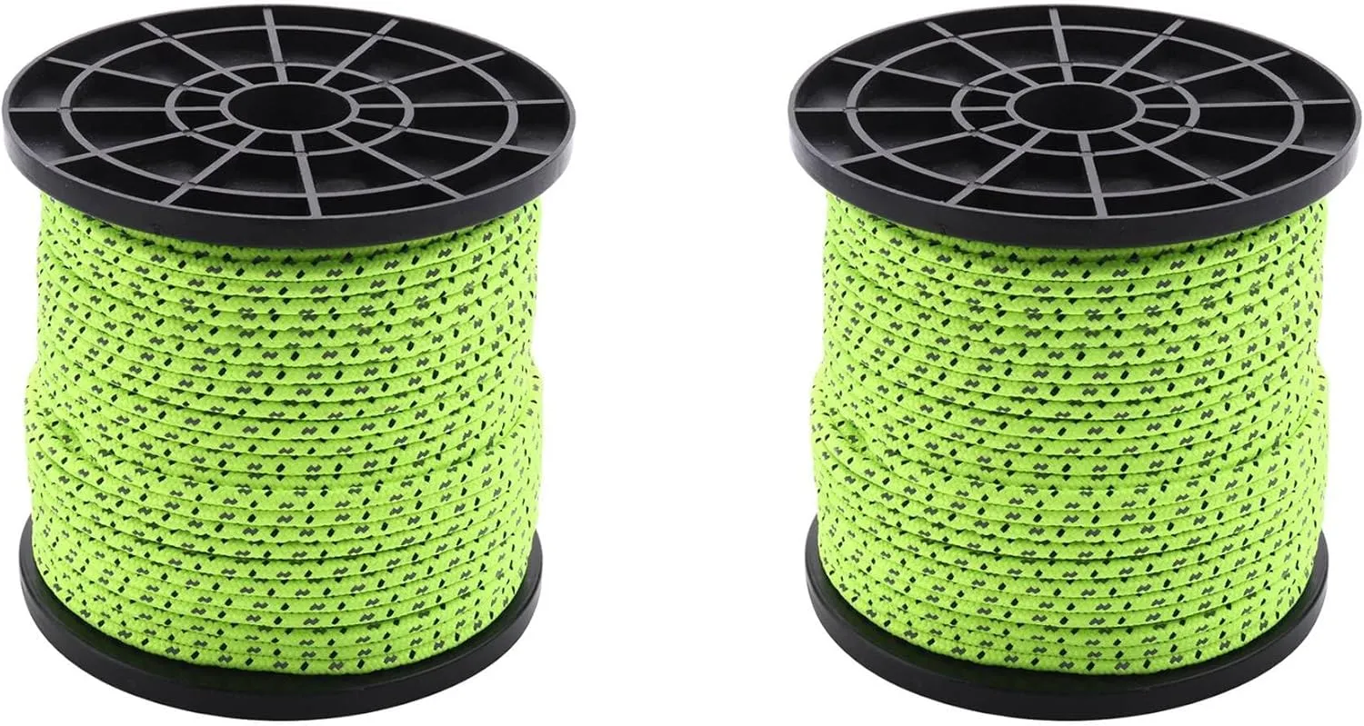 2 Pcs 4mm 50M/16.4Ft Glow in The Dark Luminous Reflective Tent Rope Guy Line Camping Cord