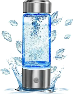 2025 New Hydrogen Water Bottle, Rechargeable Hydrogen-Rich Water Generator Machine with SPE PEM Technology,for Home Office Travel Fitness Drinking, Portable, Glass, Stainless Steel, 450ml