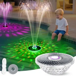 2025 Upgraded Solar Powered Floating Pool Fountain with LED Light Show, Solar Water Fountain Pump for Above Ground Pools, Ponds & Outdoor Use, with Anchor & Rope, Purple 1PC
