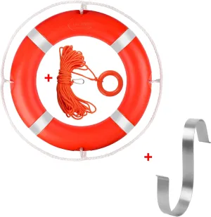 23"/28” Life Ring, Life Preserver Ring with 98.4FT Water Floating Lifesaving Rope,Boat Safety Throw Rings with Reflective Tape,(Orange-1 Pack) - 2 Size