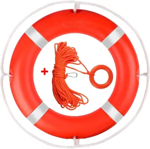 23"/28” Life Ring, Life Preserver Ring with 98.4FT Water Floating Lifesaving Rope,Boat Safety Throw Rings with Reflective Tape,(Orange-1 Pack) - 2 Size