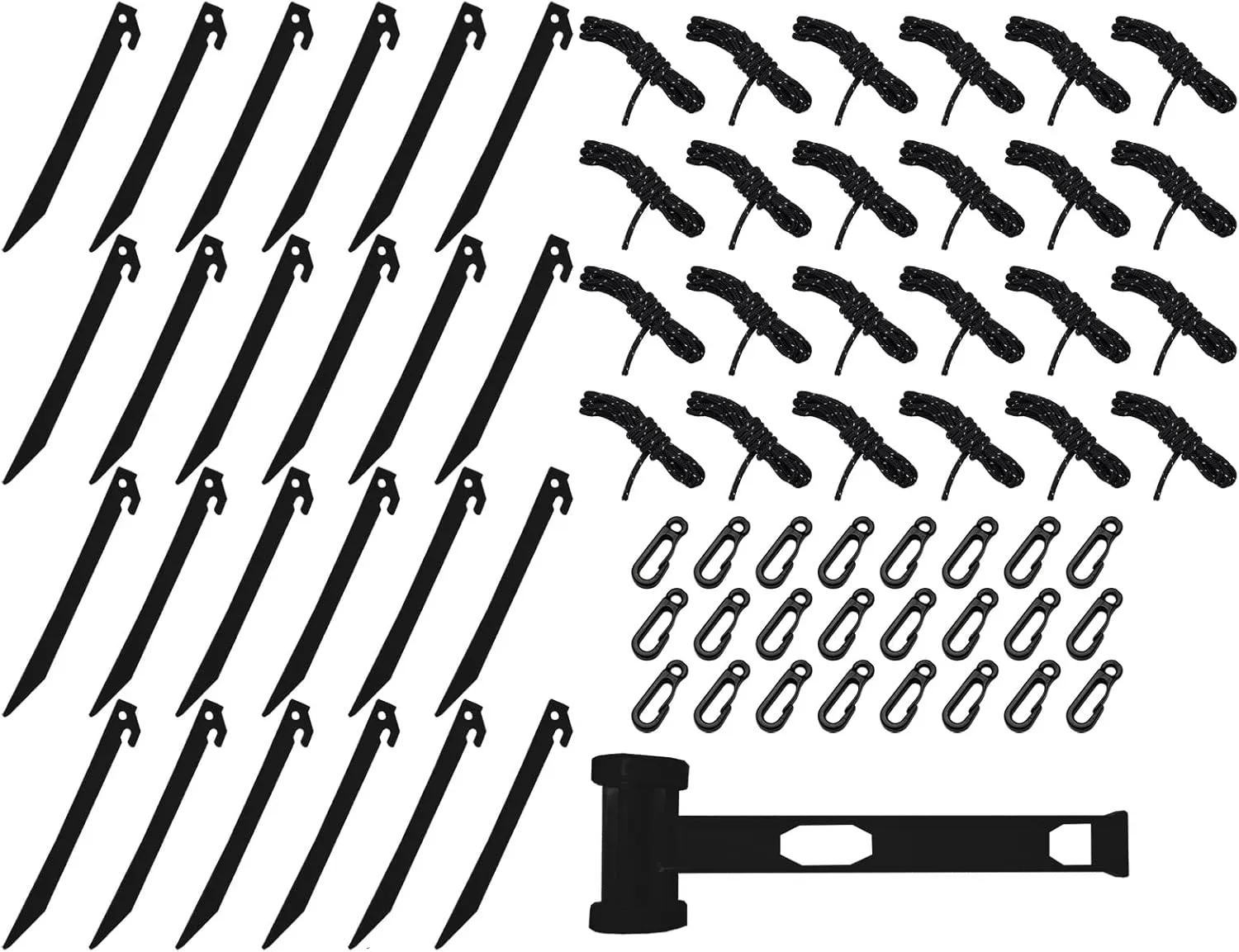 24 Sets Inflatable Plastic Stakes, Spike Hook Awning Camping Tents Pegs Stakes Replacement Yard Blow up Stakes Canopy (24x Tents, 24x Hooks, 24x Ropes, 1x Hammers)