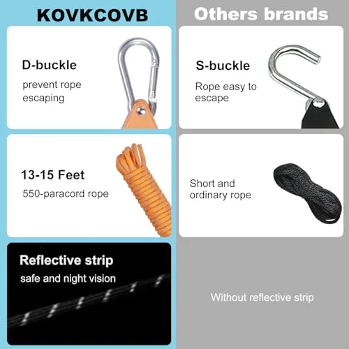 2pcs 14ft Ratchet Tie Down Rope Reflective Adjustable Canopy Tent Strap