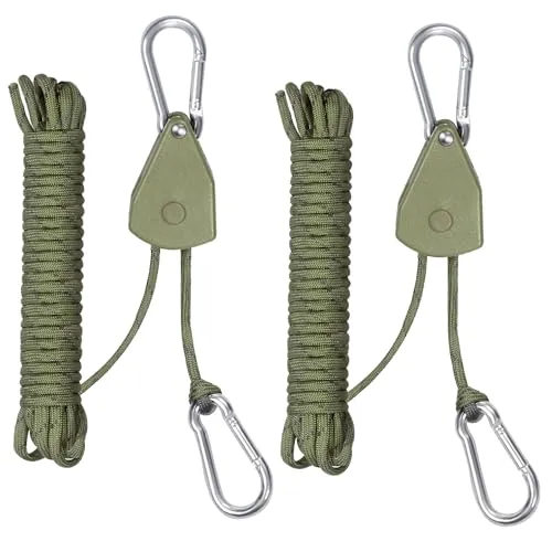 2pcs 14ft Ratchet Tie Down Rope Reflective Adjustable Canopy Tent Strap