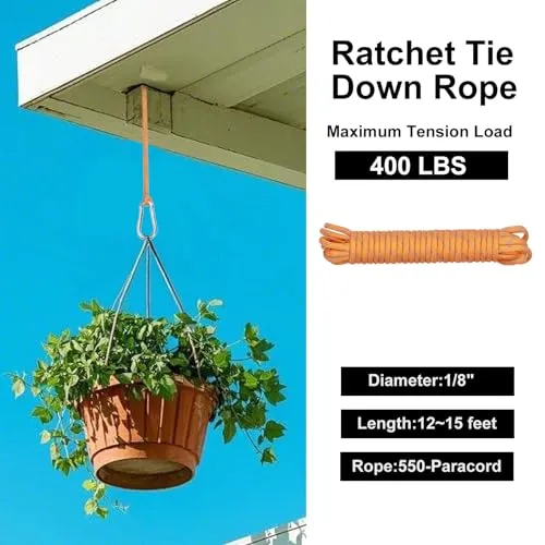 2pcs 14ft Ratchet Tie Down Rope Reflective Adjustable Canopy Tent Strap