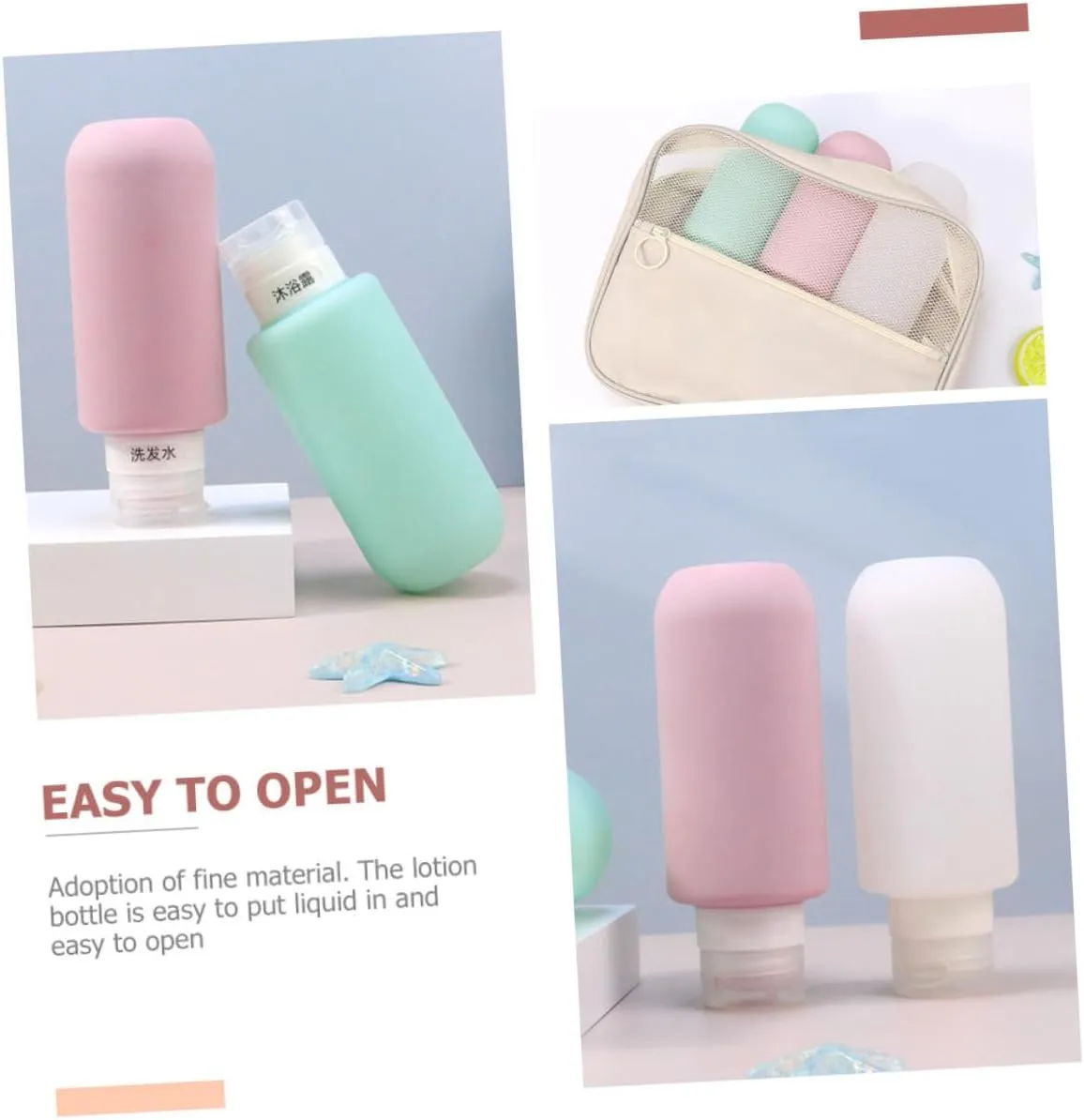 2pcs Bottle Shampoo Travel Lotion Container Compact Travel Container Household Women's, Pinkx3pcs, 14.7x5.5cmx3pcs