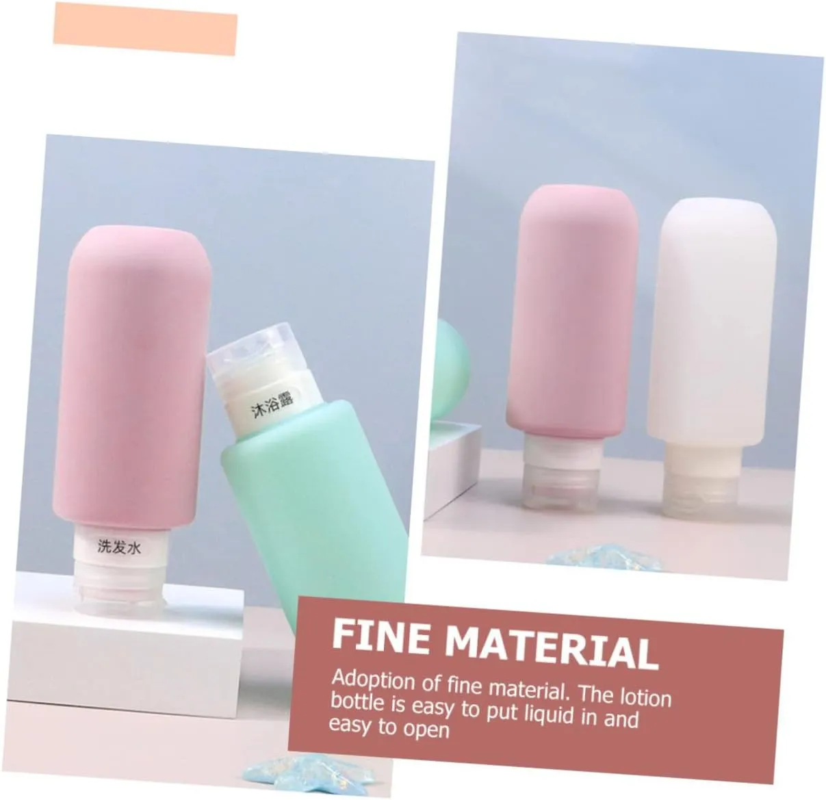 2pcs Bottle Shampoo Travel Lotion Container Compact Travel Container Household Women's, Pinkx3pcs, 14.7x5.5cmx3pcs