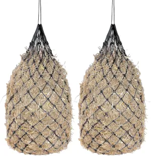 2Pcs Slow Feed Hag Net Hay Bag Feeder with 1.75"x1.75" Holes for Horses and livestocks,42 Inch,Black
