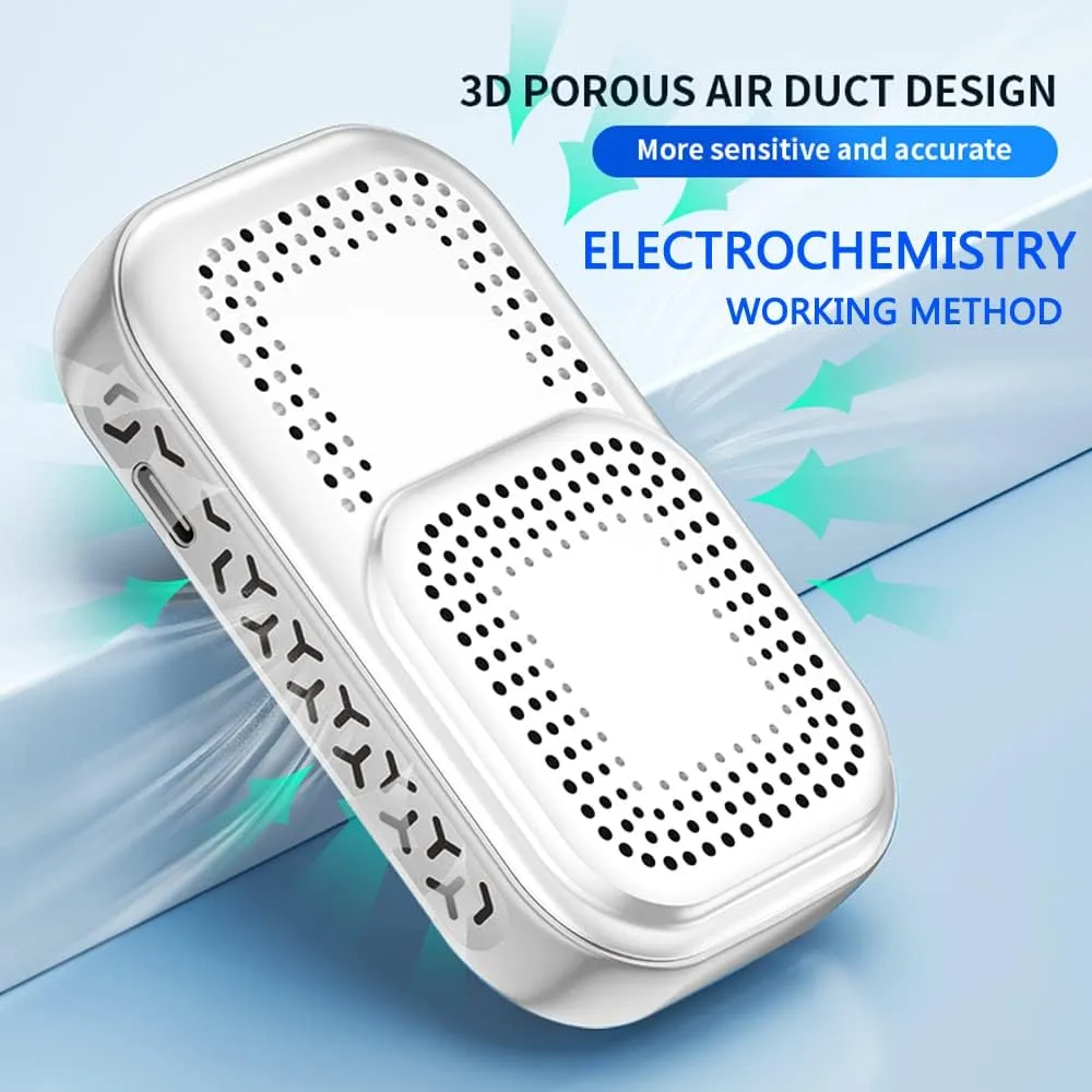 [3-in-1] Carbon Monoxide Detector Portable Mini Air Quality Monitor with Lanyard Methane Gas Leak Smoke Alarm CO Temperature Humidity Sensor Built-in 1000mAh Battery, Indoor/Outdoor (Grey)