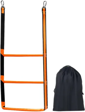 3-Step Boat Rope Ladder - Heavy Duty Assist Boarding Marine Rope Ladder - Portable Foldable Boat Ladders for Inflatable Boats, Kayaks, Motorboats, Canoes - Includes Storage Bag (Orange)