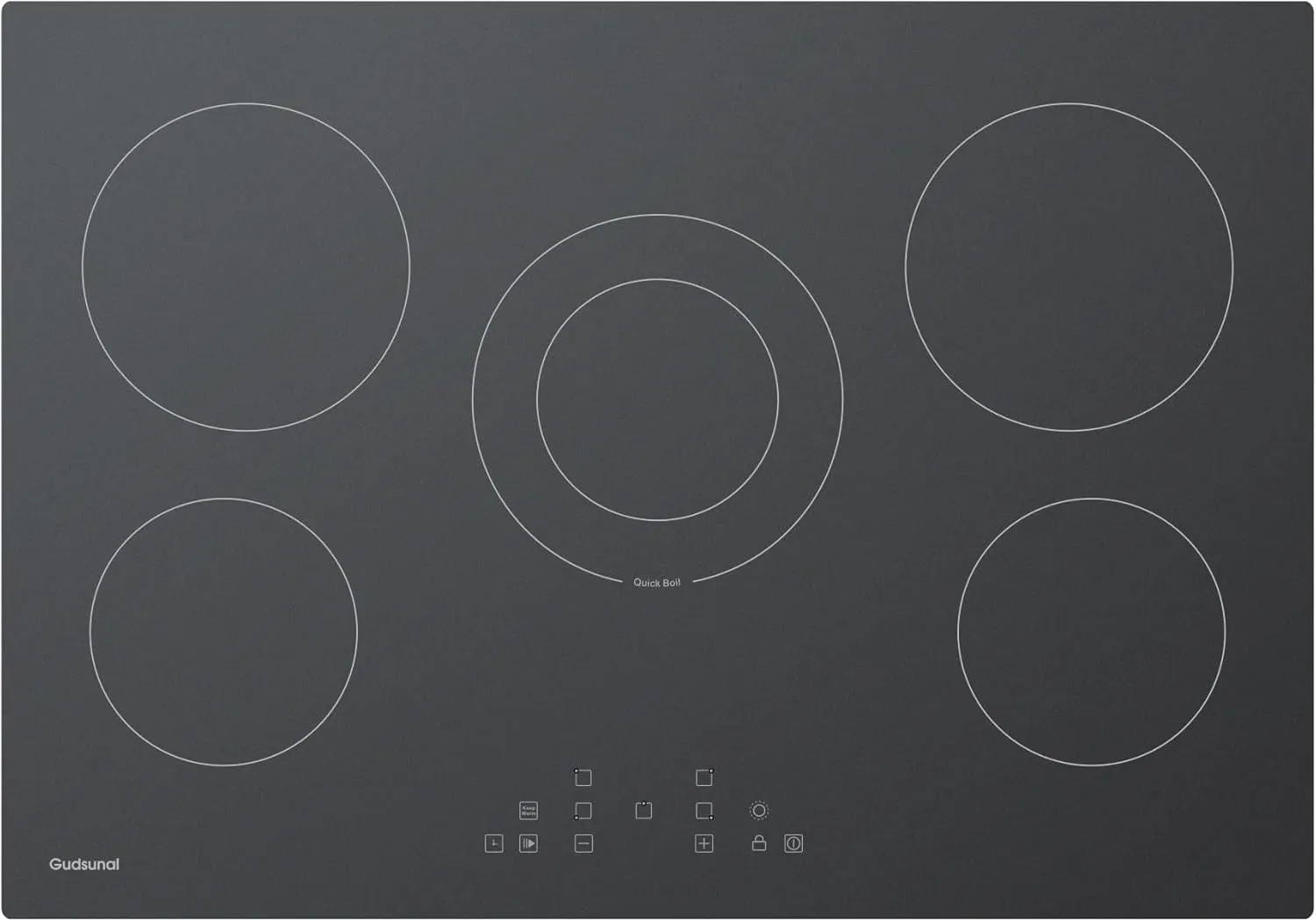 30 Inch Electric Cooktop 5 Burners,3000 Watt Dual-Ring Burner for Quick Boil,Shatterproof Glass, Keep Warm Setting, 9 Heating Level,9000W, Drop-in Electric Stove Top,Gray