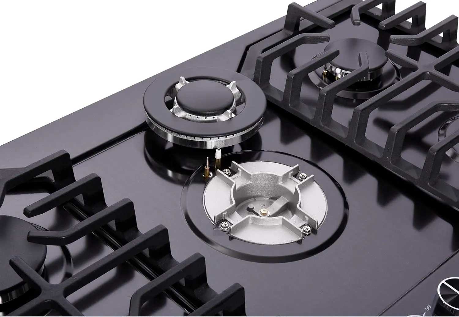 30 Inch Gas Cooktop DT5711BN Stainless Steel 5 Burner Gas Stove Top LPG/NG Convertible Gas Stovetop Thermocouple Protection Gas Cooktop