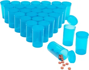 30 Pack Empty Pill Bottles with Pop Top Caps, 19 Dram Prescription Medicine Containers (Blue) - Medicine Bottle with Pop Top Caps