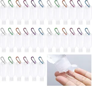 30 Pcs Hand Sanitizer Keychain,1.7oz Refillable Travel Refillable Travel Bottles Containers,Portable Liquid Squeeze Containers for Toiletries(Bottle   Lid   Hook)