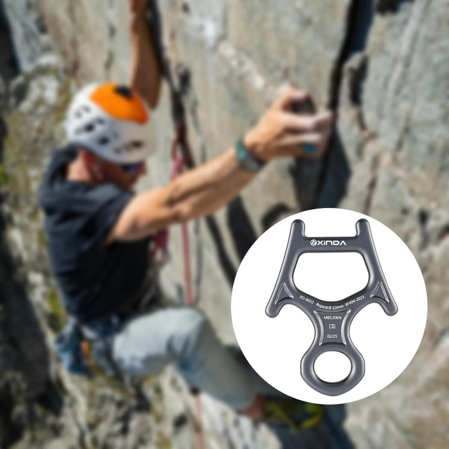 30kN 8 Figure Descender for Speleology and Downhill Activities with Aluminum