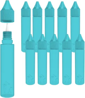 30ml Chubby Gorilla LDPE PET Plastic Unicorn Squeeze Bottle (10 Pack) Dropper bottle (Transparent Blue) REUSABLE, Child Resistant Cap, Easy Drip Tip Applicator Dropper Bottles