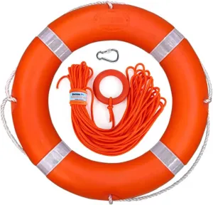 30" Boat Throw Rings with Water Floating lifesaving Rope 98.4 feet, Life Ring with Fluorescent Reflective Strip, White Grab Lines