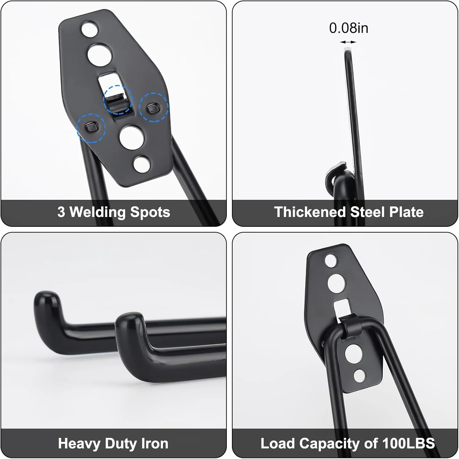 32 Pack Garage Hooks Heavy Duty,Utility Steel Garage Storage Hooks,Wall Mount Garage Hanger&Organizer for Organizing Power Tools,Ladders,Bulk Items,Bikes,Ropes and More Equipment