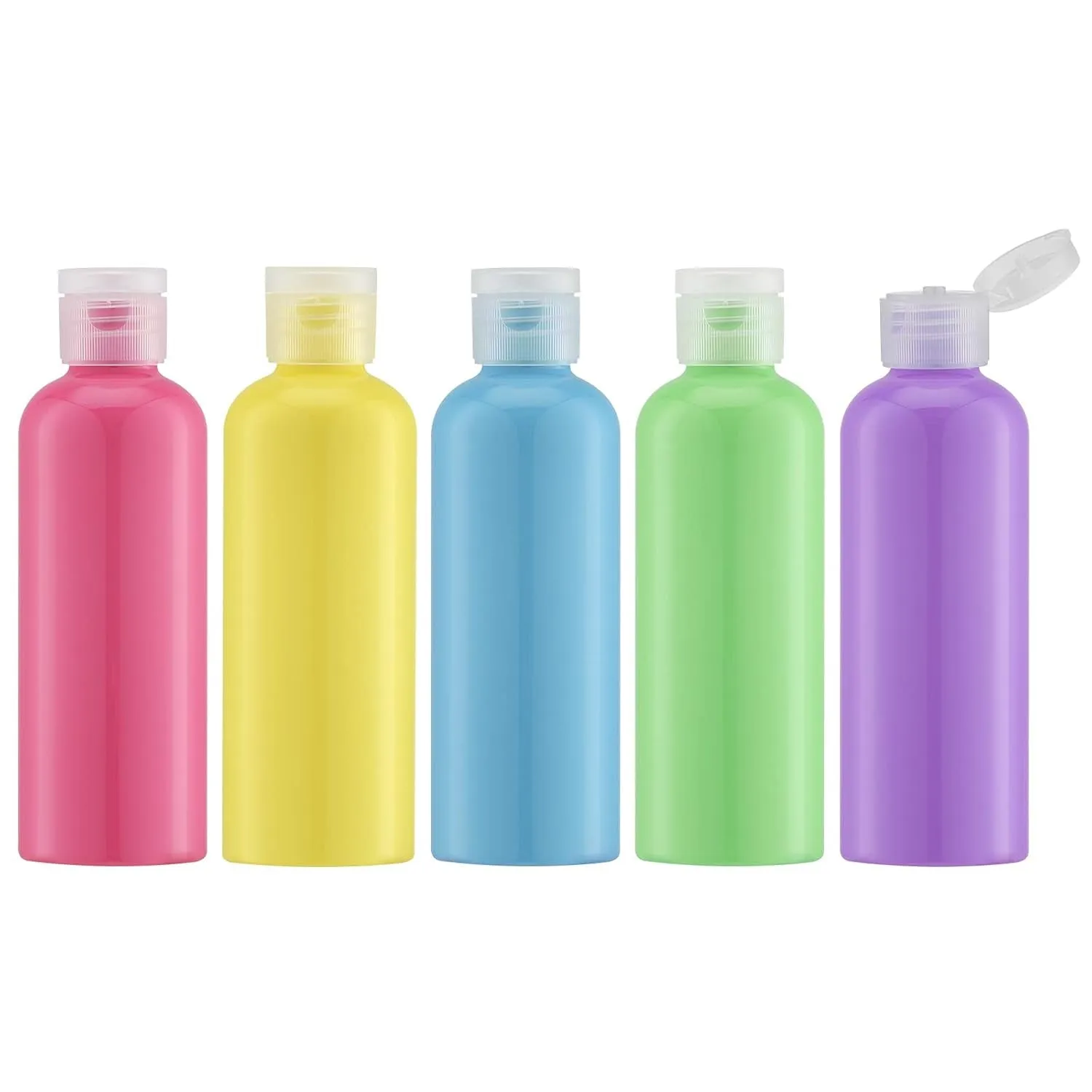 3.4 Oz Travel Bottles for Toiletries, 5Pcs Travel Containers for Shampoo Tsa Approved, Plastic Empty Travel Size Bottles (100Ml, Clear)