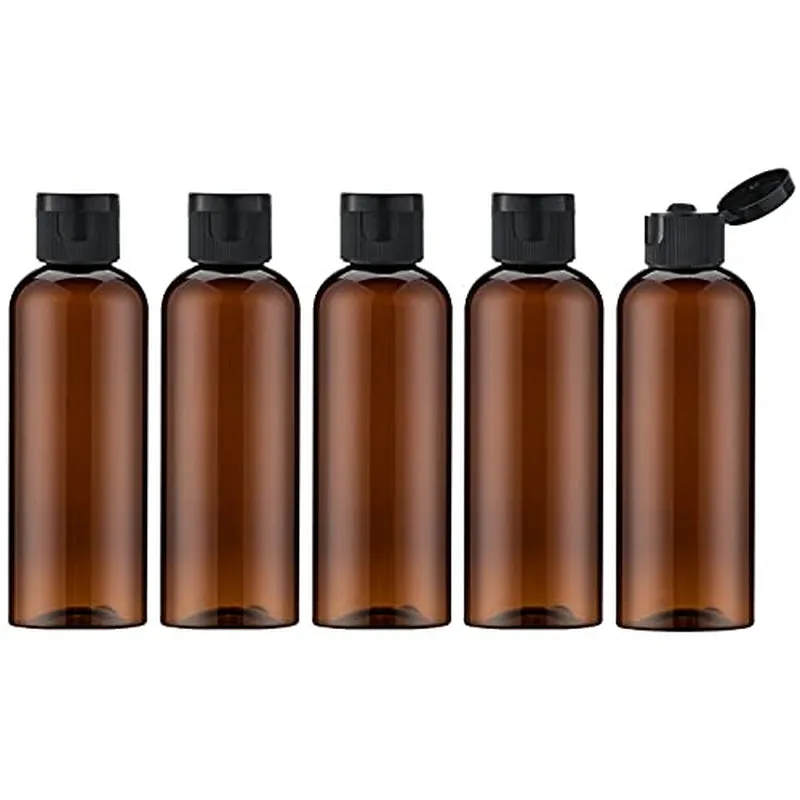 3.4 Oz Travel Bottles for Toiletries, 5Pcs Travel Containers for Shampoo Tsa Approved, Plastic Empty Travel Size Bottles (100Ml, Clear)